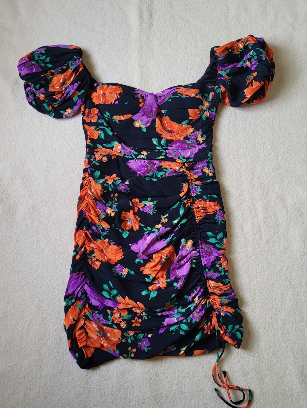 ASTR The Label Floral Mini Dress Women's Size Small Black Purple Orange